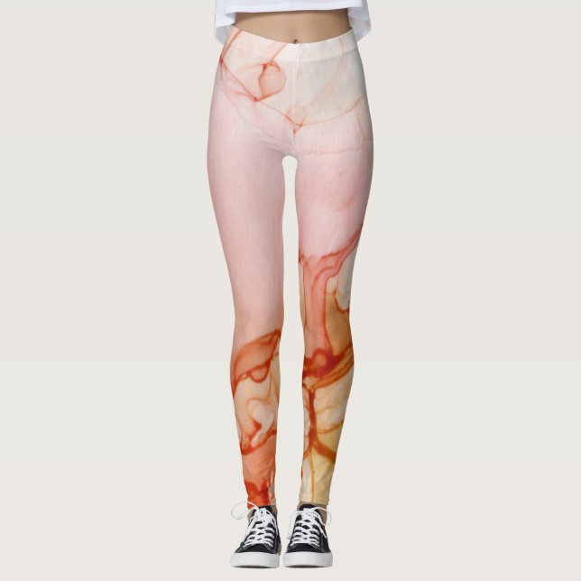 Abstraktes trendy modernes Hot Caramel mit Tintenk Leggings (Vorderseite)