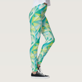 Abstraktes Triangle Mini Blue Aqua Gelbes Muster Leggings