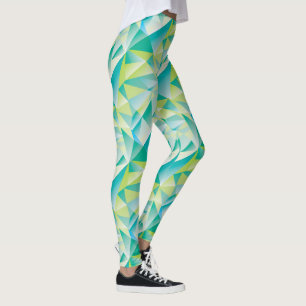 Abstraktes Triangle Mini Blue Aqua Gelbes Muster Leggings