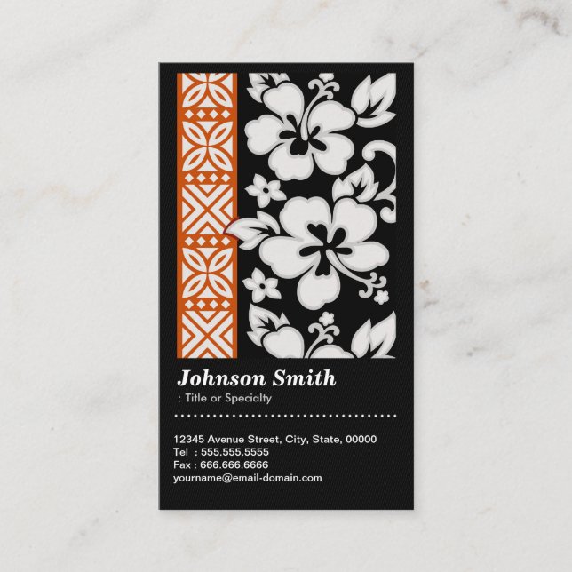 Abstraktes Tribal Floral Muster mit QR Code Visitenkarte (Vorderseite)
