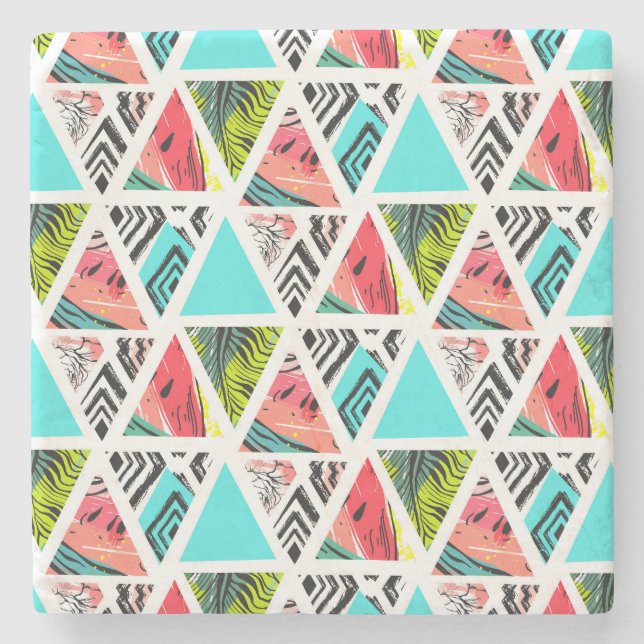 Abstraktes Tropenmuster Steinuntersetzer (Vorderseite)