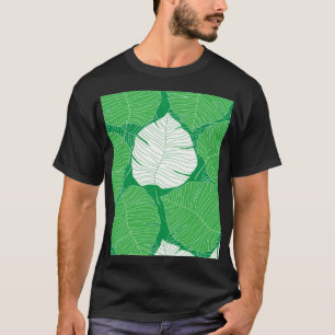 Abstraktes tropisches Blatt, künstlerische Malerei T-Shirt