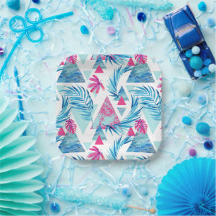 Abstraktes tropisches Leaf-Muster Pappteller