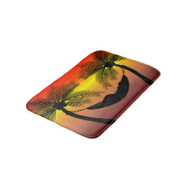 Abstraktes tropisches Leben | Hammock-Silhouette Badematte