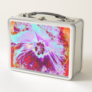 Abstraktes tropisches Wasser und Blume des Lila Hi Metall Brotdose