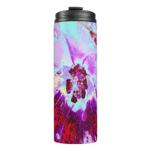 Abstraktes tropisches Wasser und Blume des Lila Hi Thermosbecher