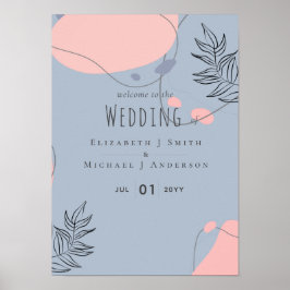 Abstraktes, trostloses BLAU Blush PINK Hochzeitbud Poster