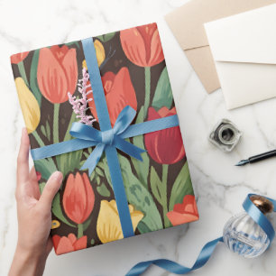 Abstraktes Tulpen-Schmetterlinge-Geschenkpapier Geschenkpapier