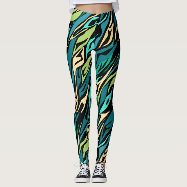 Abstraktes Türkis Leggings (Vorderseite)