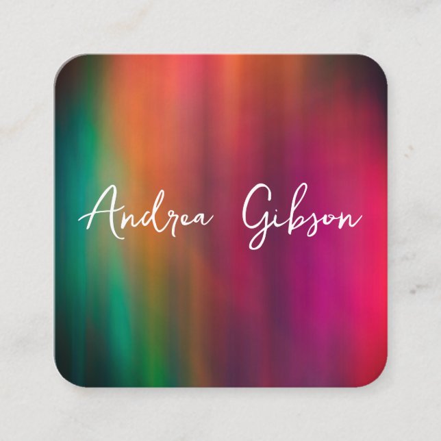 abstraktes türkisfarbenes Orangenmagenta Quadratische Visitenkarte (Vorderseite)