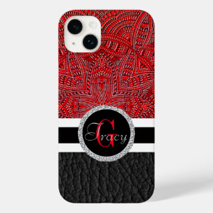 Abstraktes und schwarzes Glattleder und Monogram Case-Mate iPhone 14 Plus Hülle