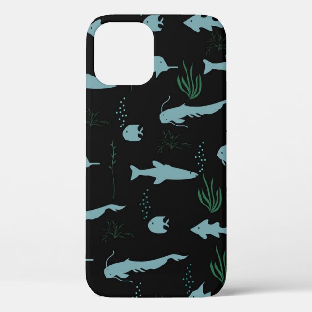Abstraktes Unterwassermuster mit Fischen und Algen Case-Mate iPhone Hülle (Rückseite)