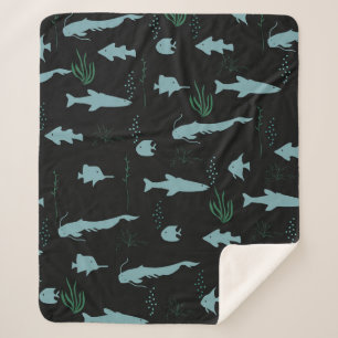 Abstraktes Unterwassermuster mit Fischen und Algen Sherpadecke