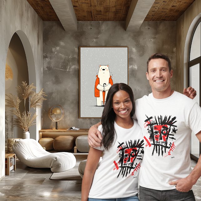 Abstraktes urbanes Gesicht - kühne Kunst in Rot un T-Shirt (Von Creator hochgeladen)