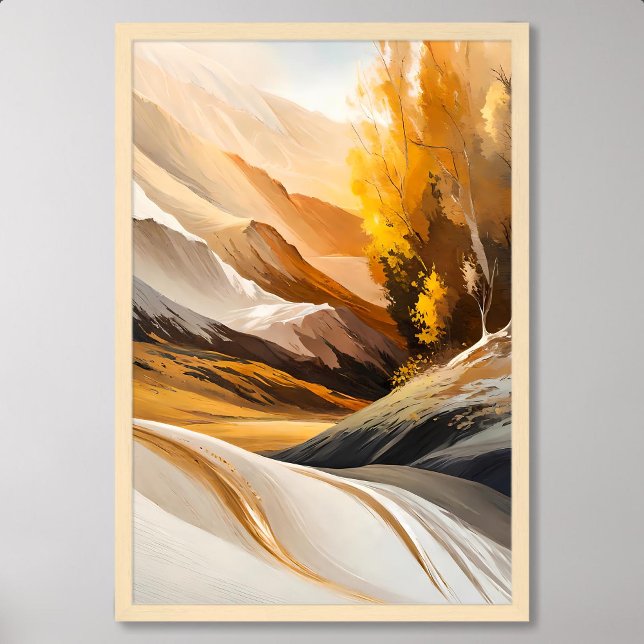 Abstraktes Valley Malerei in Gold Majestic Mountai Poster (Abstract Valley Painting in Gold Majestic Mountain)