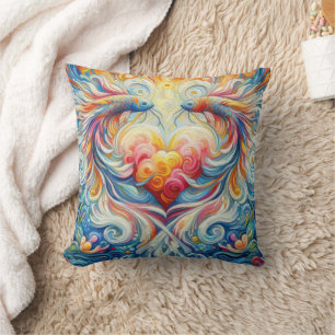 Abstraktes Van Gogh-Styling-Herz von Koi Kissen