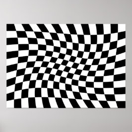 Abstraktes verdrehtes Schachbrett Poster