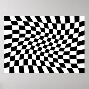 Abstraktes verdrehtes Schachbrett Poster