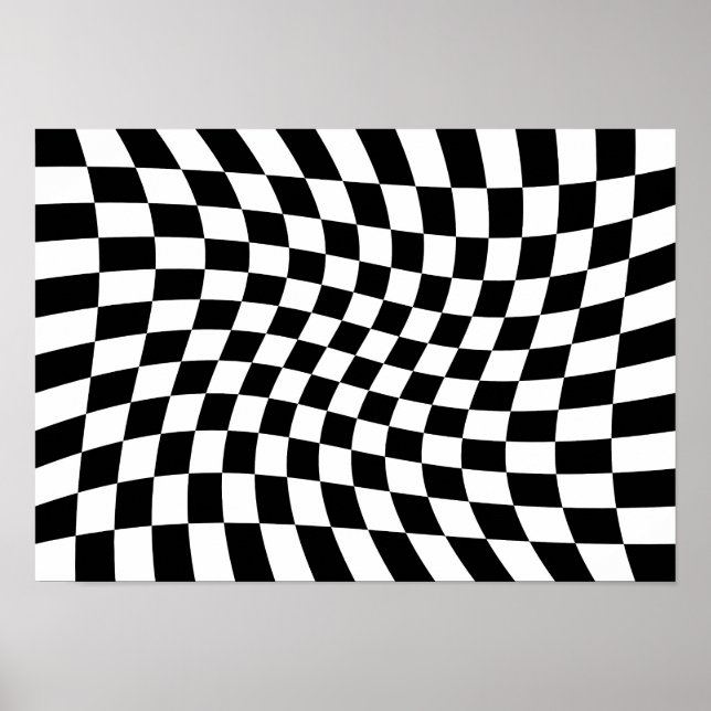 Abstraktes verdrehtes Schachbrett Poster (Vorne)