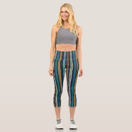 Abstraktes Vertikale Linien Muster Capri Leggings