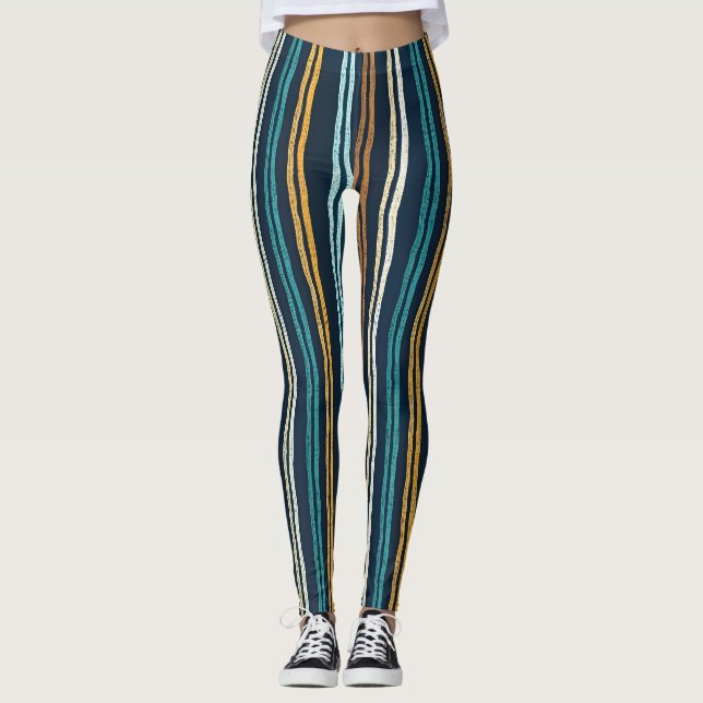 Abstraktes Vertikale Linien Muster Leggings (Vorderseite)