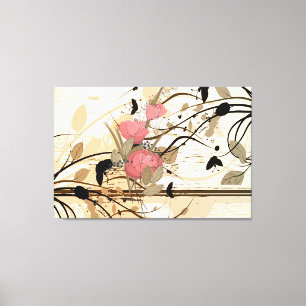 Abstraktes Vintage-Blumen-Wrapped-Canvas Leinwanddruck