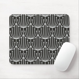 Abstraktes Vintage-Blumenmuster in Schwarz-Weiß-Mu Mousepad