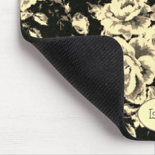 Abstraktes vintage-blumiges Glas-Monogramm mit Fun Mousepad