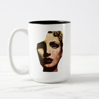 Abstraktes Vintage-Frauengesicht-Collage-Combo-Tas Zweifarbige Tasse