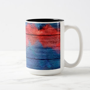Abstraktes Vintage-Holzgemälde #12 Zweifarbige Tasse