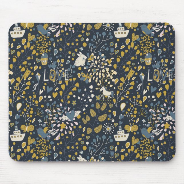 Abstraktes Vintage-Muster Mousepad (Vorne)