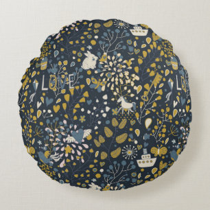 Abstraktes Vintage-Muster Rundes Kissen