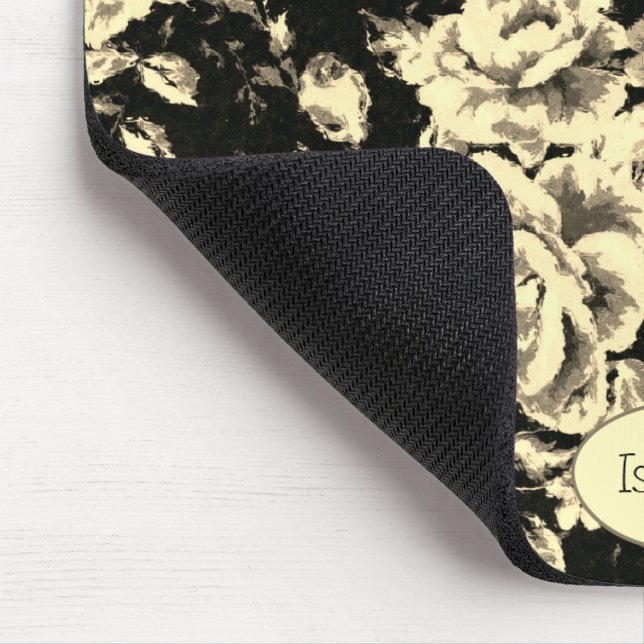 Abstraktes Vintages Blumensparkglas Monogramm Mousepad (Ecke)