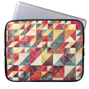 Abstraktes, Vintages geometrisches Hintergrundmust Laptopschutzhülle