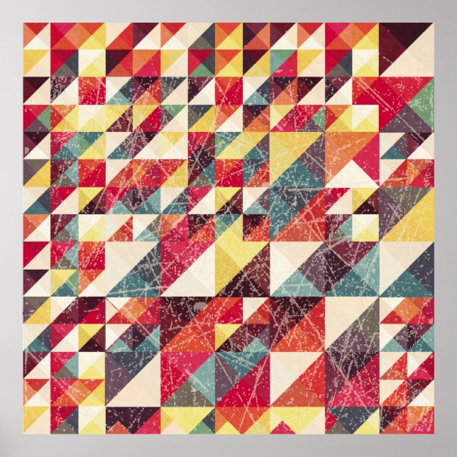 Abstraktes, Vintages geometrisches Hintergrundmust Poster (Vorne)