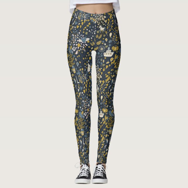 Abstraktes Vintages Muster Leggings (Vorderseite)