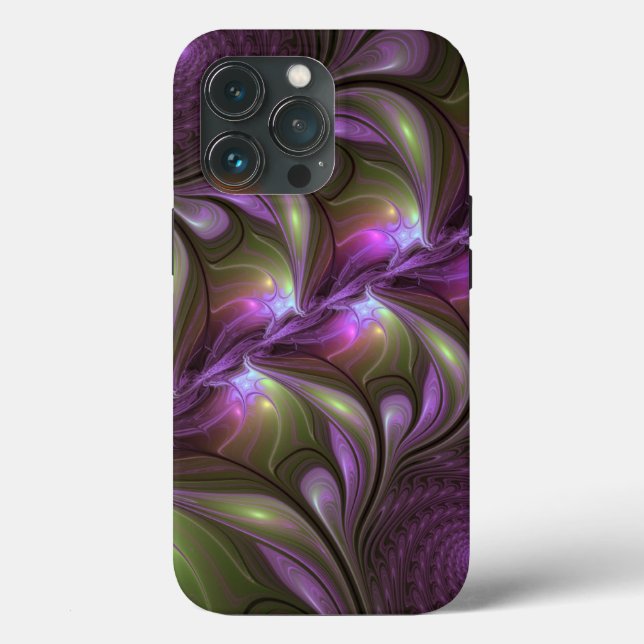 Abstraktes Violett Lila Khaki Fraktal Case-Mate iPhone Hülle (Rückseite)