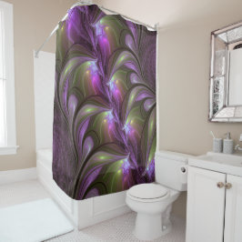 Abstraktes Violett Lila Khaki Fraktal Duschvorhang