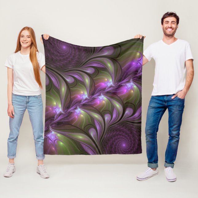 Abstraktes Violett Lila Khaki Fraktal Fleecedecke (Beispiel)