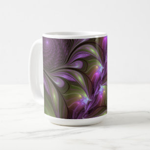 Abstraktes Violett Lila Khaki Fraktal Kaffeetasse