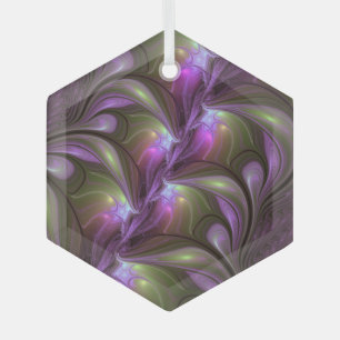 Abstraktes Violett Lila Khaki Fraktal Ornament Aus Glas