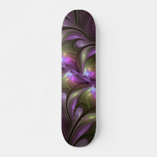 Abstraktes Violett Lila Khaki Fraktal Skateboard