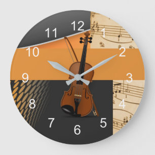 Abstraktes Violinendesign Große Wanduhr