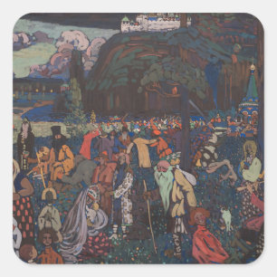 Abstraktes Vitalit, Wassily Kandinsky farbiges Leb Quadratischer Aufkleber