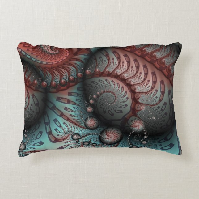 Abstraktes Vivio Fantasy Fraktal Art Brown Blue Dekokissen (Vorderseite)