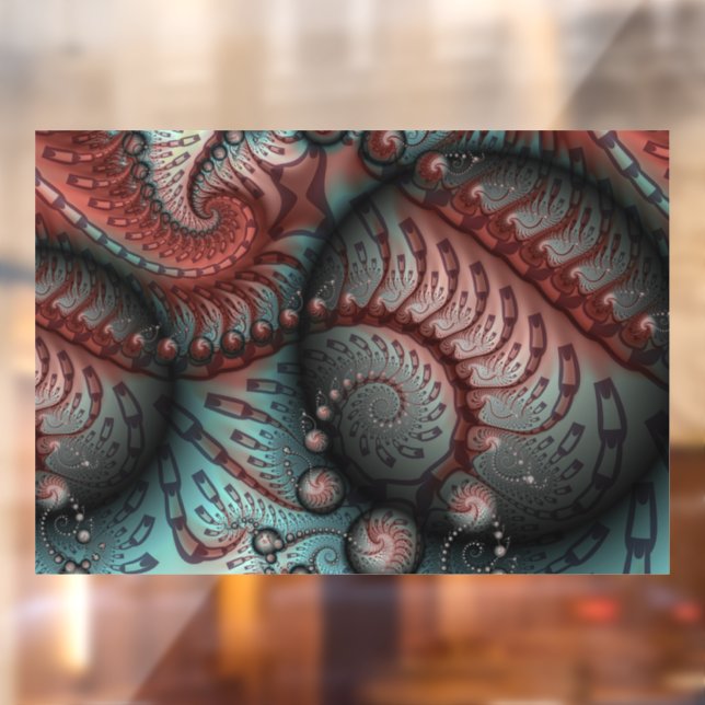 Abstraktes Vivio Fantasy Fraktal Art Brown Blue Fensteraufkleber (Blatt 2)