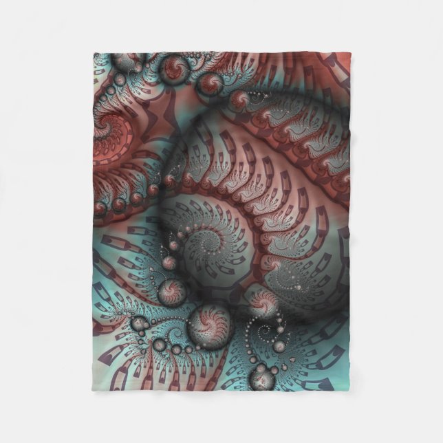Abstraktes Vivio Fantasy Fraktal Art Brown Blue Fleecedecke (Vorderseite)