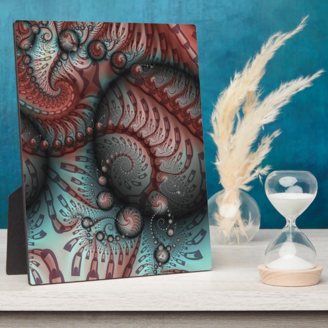 Abstraktes Vivio Fantasy Fraktal Art Brown Blue Fotoplatte (Seite)