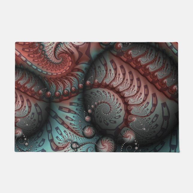 Abstraktes Vivio Fantasy Fraktal Art Brown Blue Fußmatte (Vorderseite)