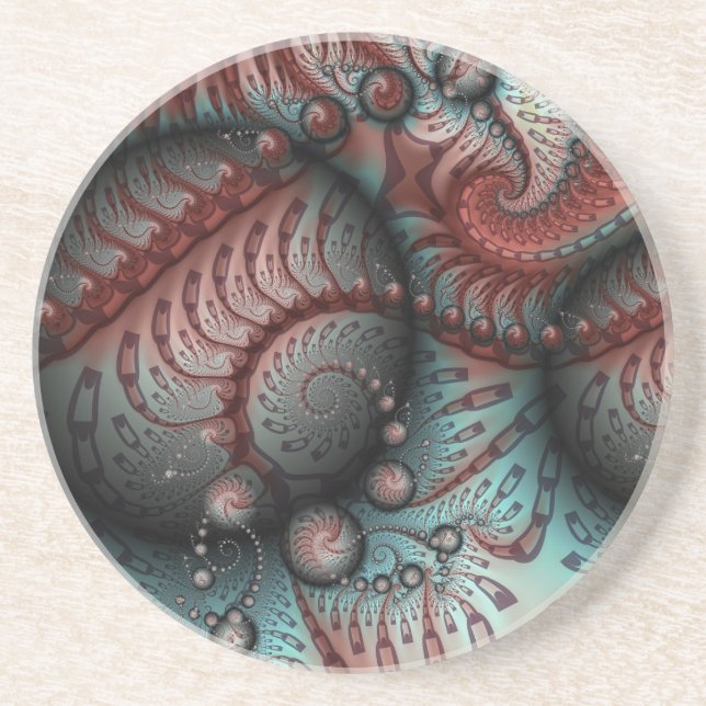 Abstraktes Vivio Fantasy Fraktal Art Brown Blue Getränkeuntersetzer (Vorne)